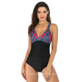 One-piece swimsuit female print 2020 flower printed swimwear beachwear cover up printing bikini swimwear